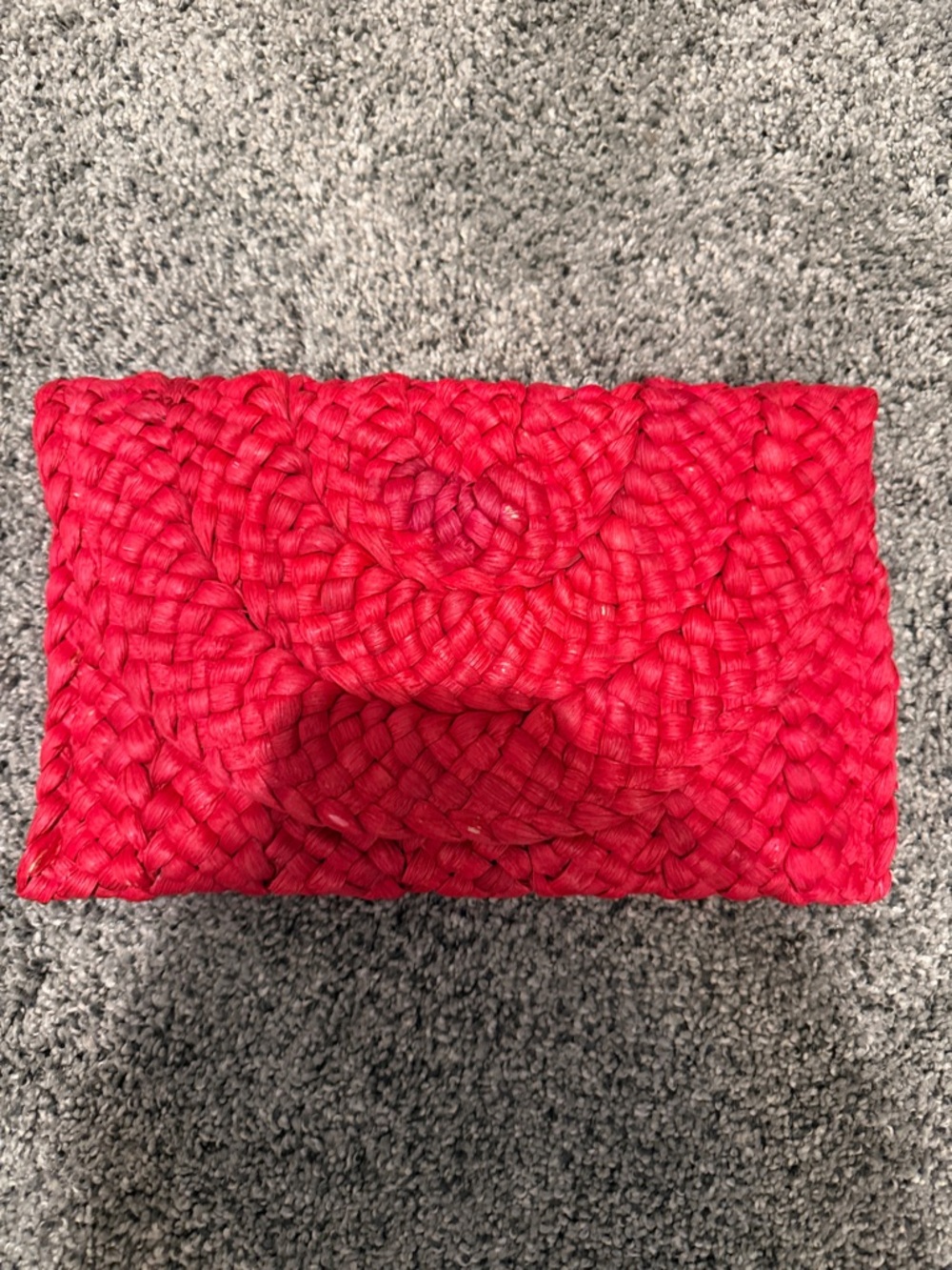 Red Woven Straw Clutch Bag - Women